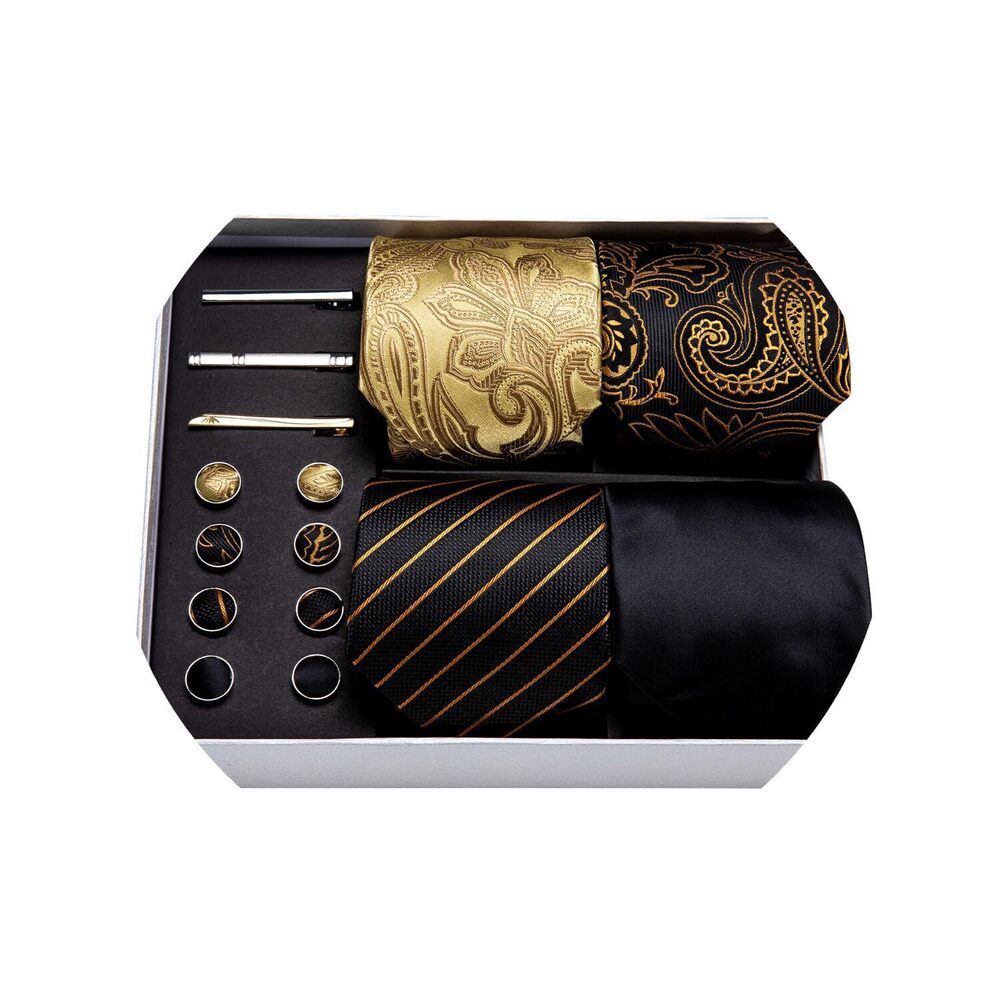 2514 Designer Tie Collection, Eleagnt Gift Box Tie Clips Handkerchief